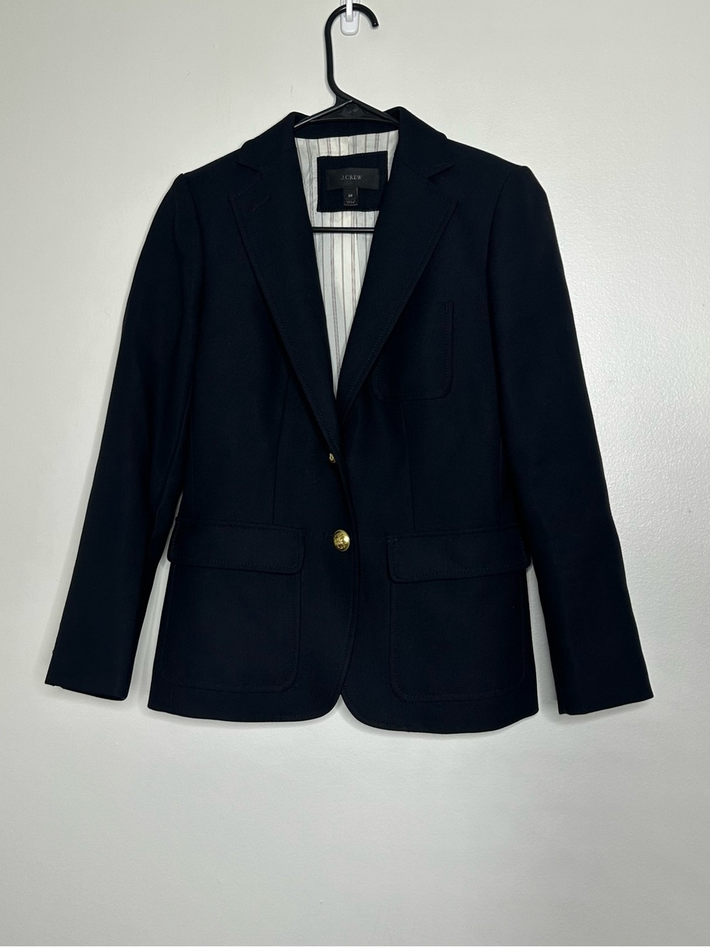 J. Crew Navy Wool-Blend Single-Breasted Blazer with Gold Buttons